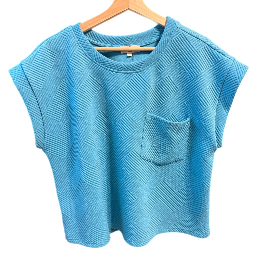 Entro Geometric Patterned Blue Top L